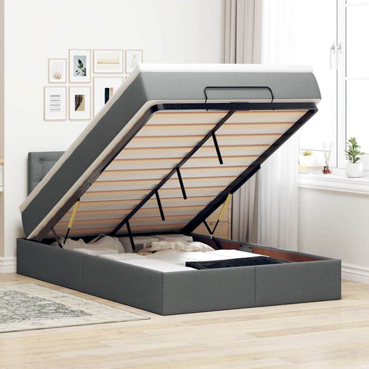 Pouf Letto con Materasso Grigio Scuro 120x200 cm in Tessuto - homemem39