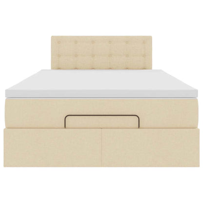Struttura Letto Pouf con Materasso Crema 120x200 cm in Tessuto