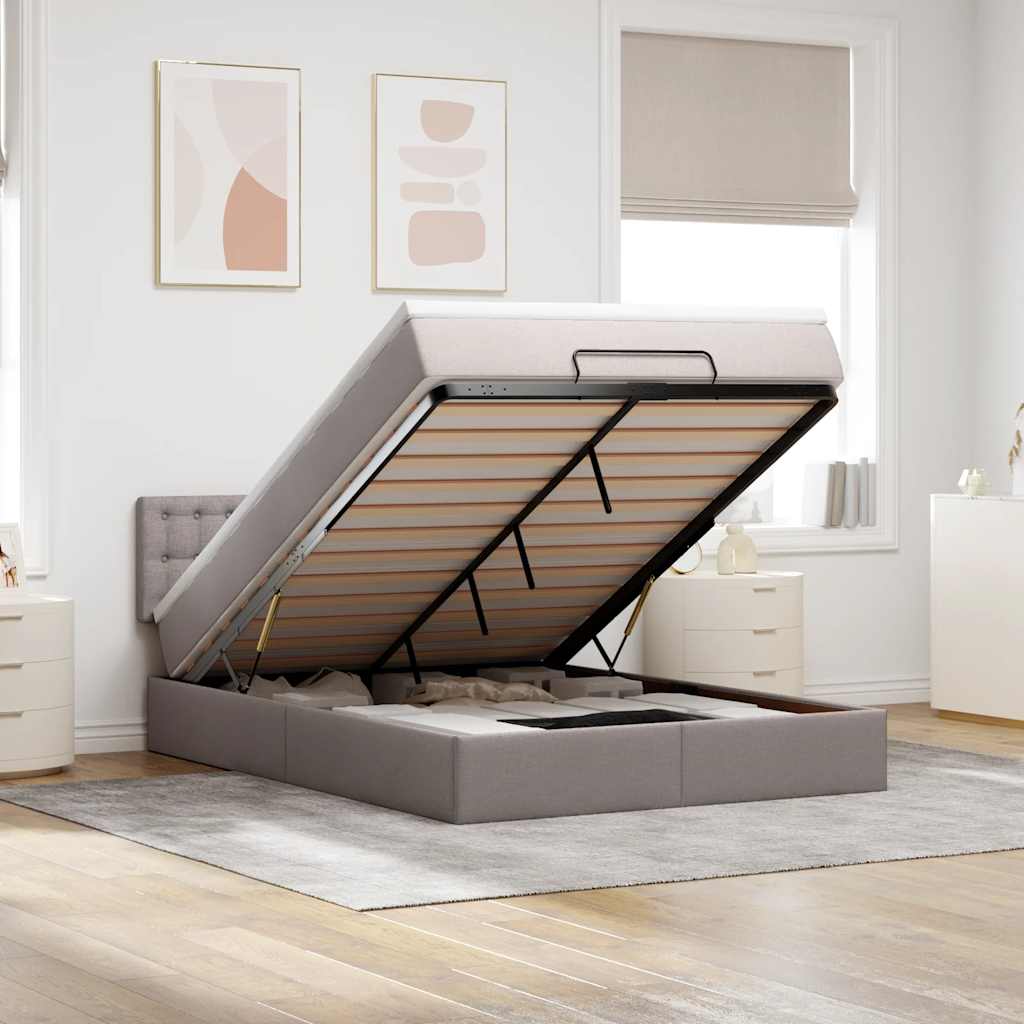 Pouf Letto con Materasso Tortora 140x190 cm in Tessuto | homemem39