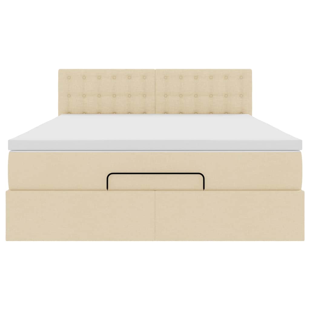 Pouf Letto con Materasso Crema 140x190 cm in Tessuto