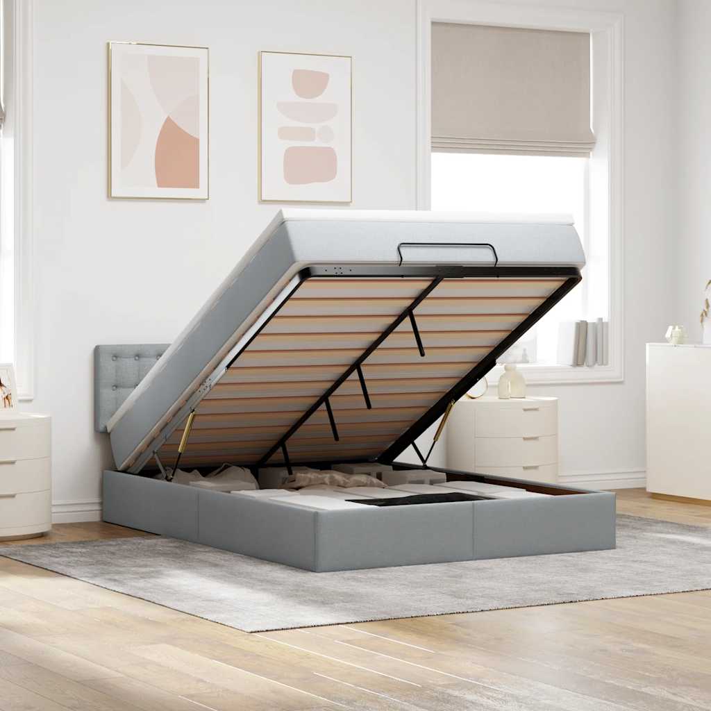 Struttura Letto Pouf con Materasso 140x200 cm in Tessuto | homemem39