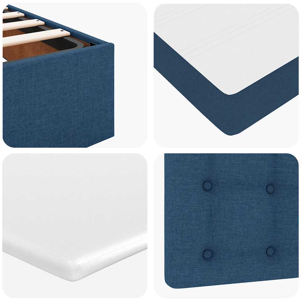 Struttura Letto Pouf con Materasso Blu 140x200cm in Tessuto