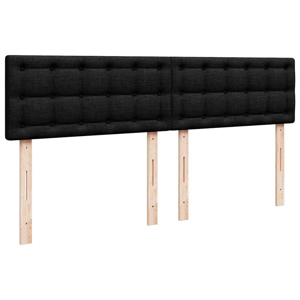 Struttura Letto Pouf con Materasso Nero 160x200 cm in Tessuto