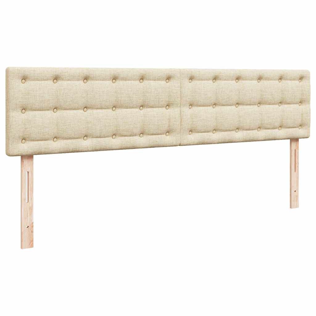 Struttura Letto Pouf con Materasso Crema 160x200 cm in Tessuto | homemem39