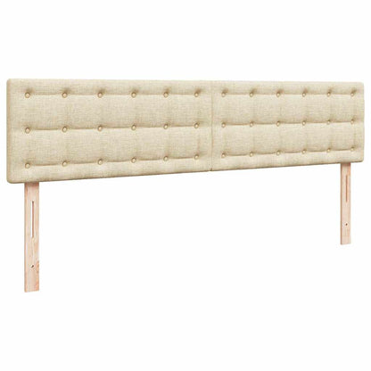 Struttura Letto Pouf con Materasso Crema 160x200 cm in Tessuto | homemem39