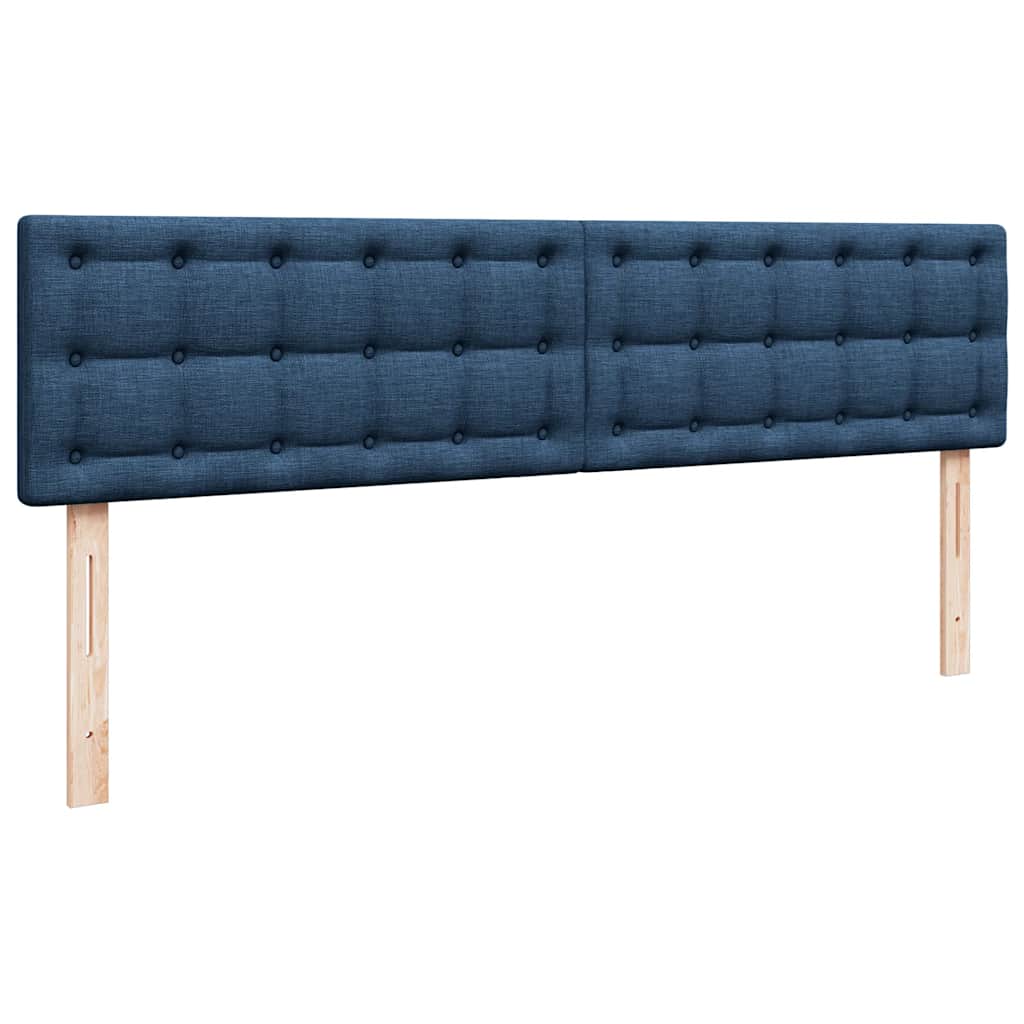 Struttura Letto Pouf con Materasso Blu 160x200 cm in Tessuto