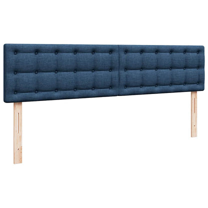 Struttura Letto Pouf con Materasso Blu 160x200 cm in Tessuto