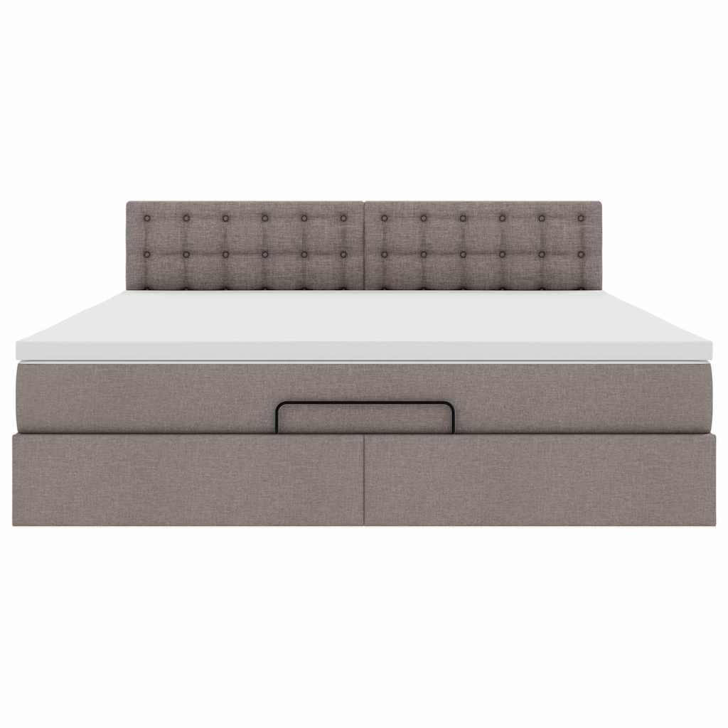 Struttura Letto Pouf con Materasso Tortora 180x200cm in Tessuto