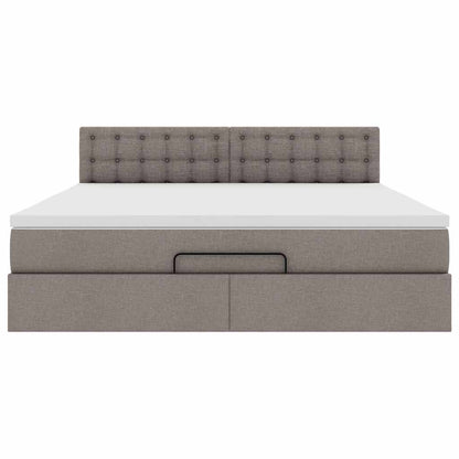 Struttura Letto Pouf con Materasso Tortora 180x200cm in Tessuto