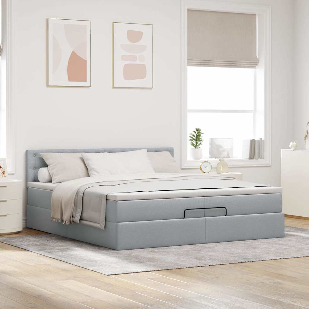 Struttura Letto Pouf con Materasso 200x200 cm in Tessuto | homemem39