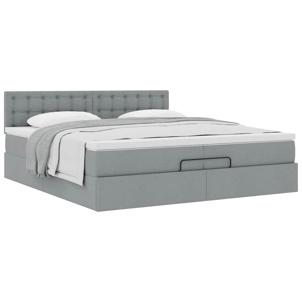 Struttura Letto Pouf con Materasso 200x200 cm in Tessuto | homemem39