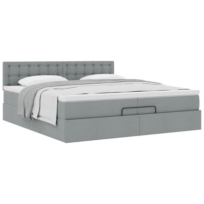 Struttura Letto Pouf con Materasso 200x200 cm in Tessuto | homemem39