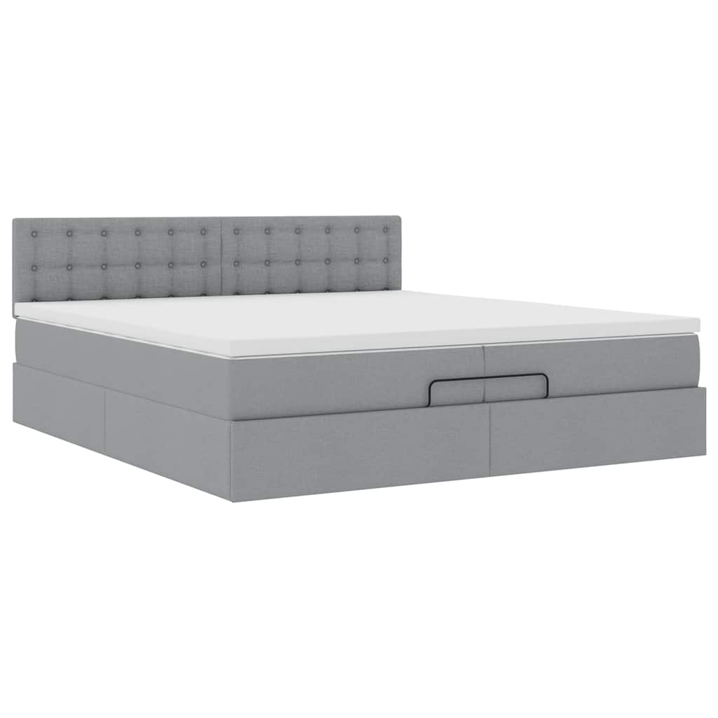 Struttura Letto Pouf con Materasso 200x200 cm in Tessuto | homemem39