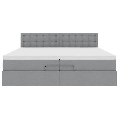 Struttura Letto Pouf con Materasso 200x200 cm in Tessuto | homemem39
