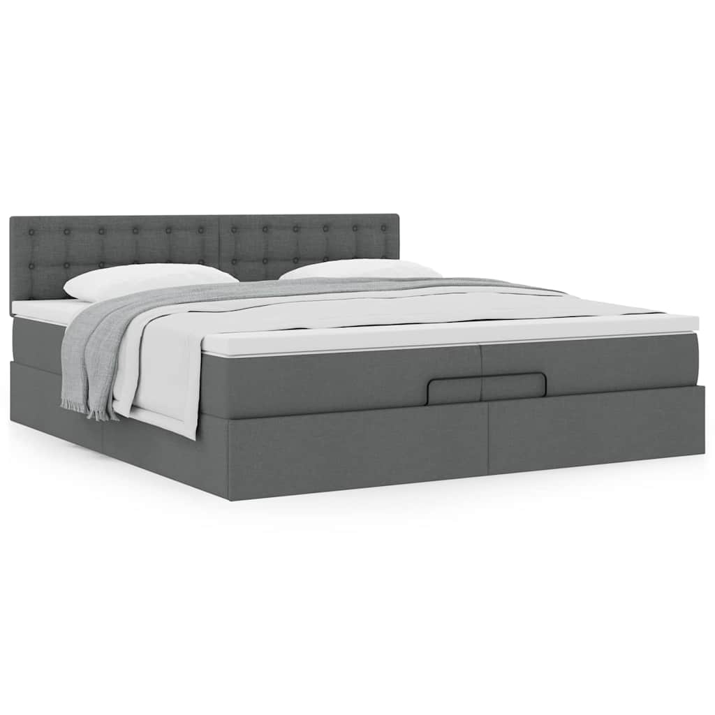 Struttura Letto Pouf con Materasso 200x200 cm in Tessuto | homemem39