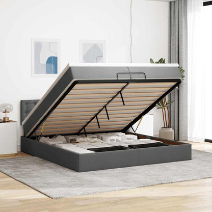 Struttura Letto Pouf con Materasso 200x200 cm in Tessuto | homemem39