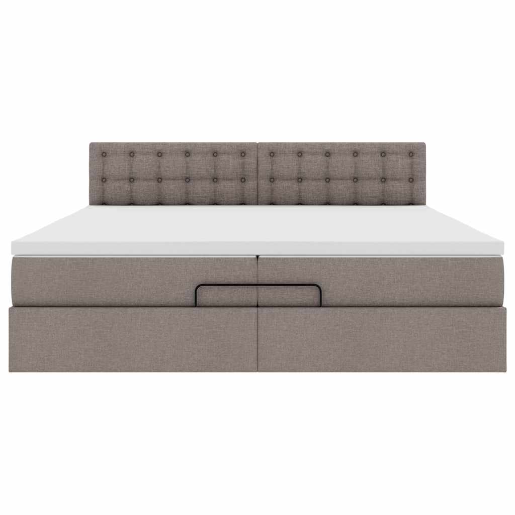 Struttura Letto Pouf con Materasso Tortora 200x200 cm Tessuto | homemem39