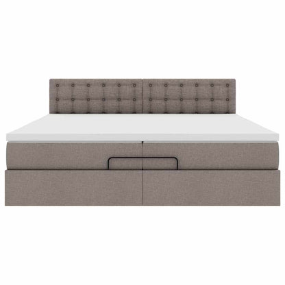 Struttura Letto Pouf con Materasso Tortora 200x200 cm Tessuto | homemem39