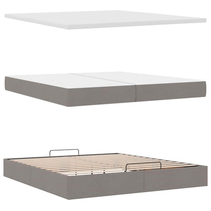Struttura Letto Pouf con Materasso Tortora 200x200 cm Tessuto | homemem39