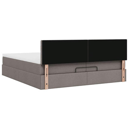 Struttura Letto Pouf con Materasso Tortora 200x200 cm Tessuto | homemem39