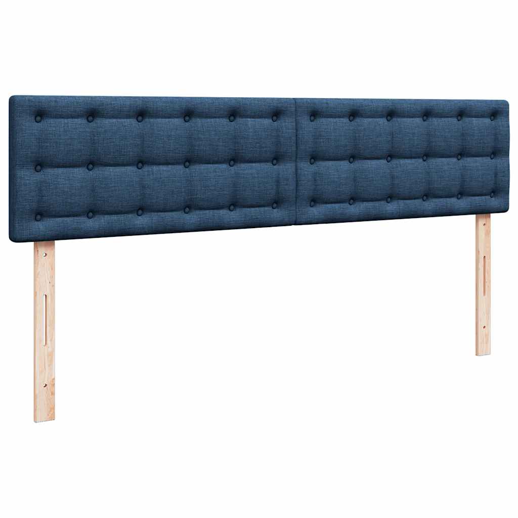 Struttura Letto Pouf con Materasso Blu 200x200 cm in Tessuto