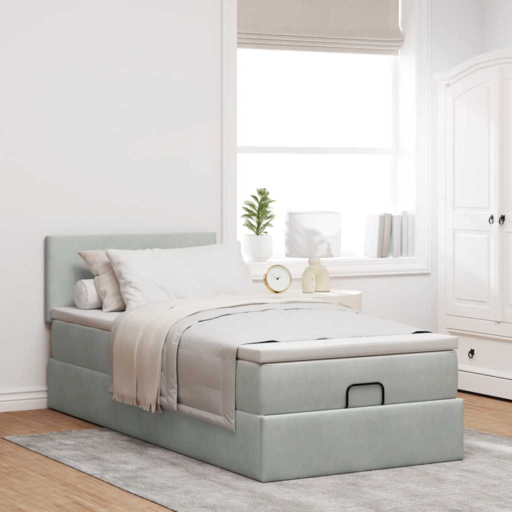 Struttura Letto Pouf con Materasso 80x200 cm in Velluto