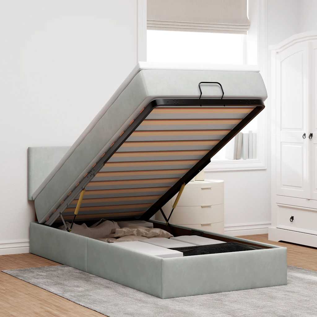 Struttura Letto Pouf con Materasso 80x200 cm in Velluto