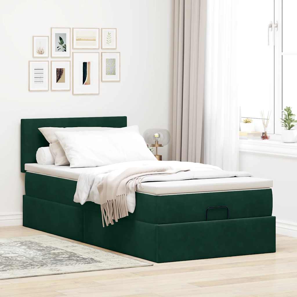 Struttura Letto Pouf con Materasso 80x200 cm Velluto