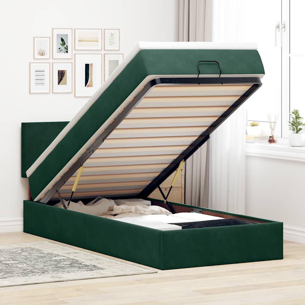 Struttura Letto Pouf con Materasso 80x200 cm Velluto