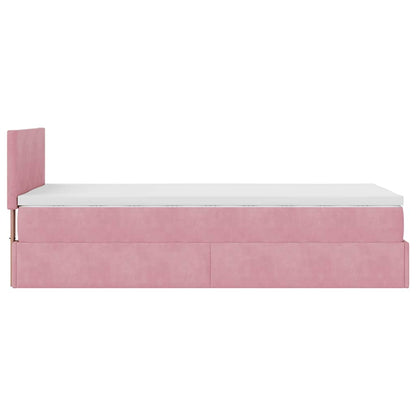 Struttura Letto Pouf con Materasso Rosa 80x200 cm Velluto