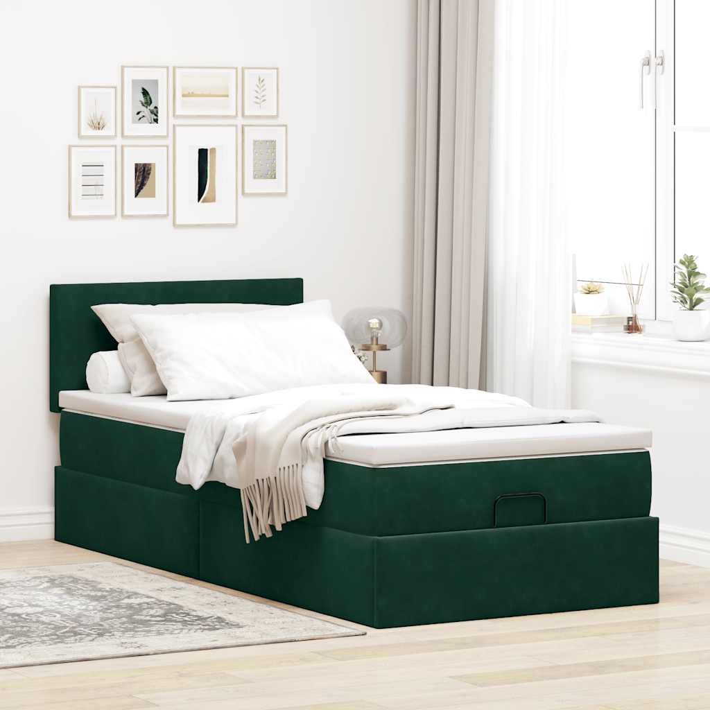 Struttura Letto Pouf con Materasso in Velluto
