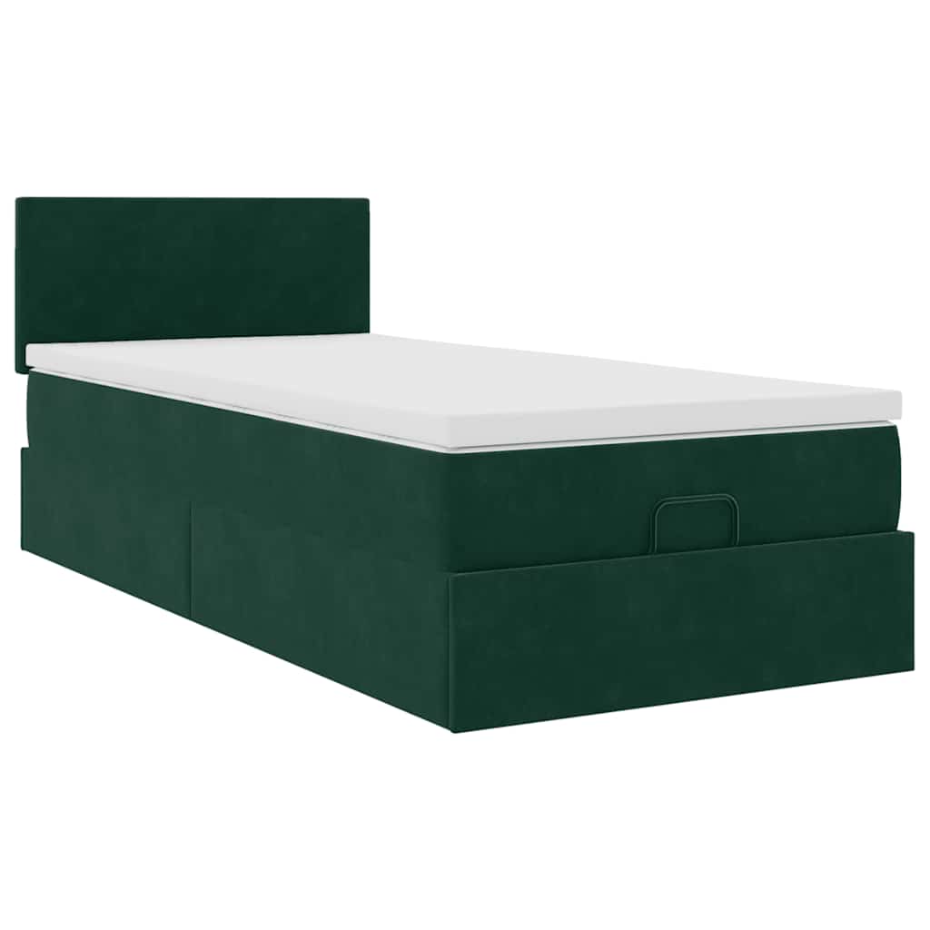 Struttura Letto Pouf con Materasso in Velluto