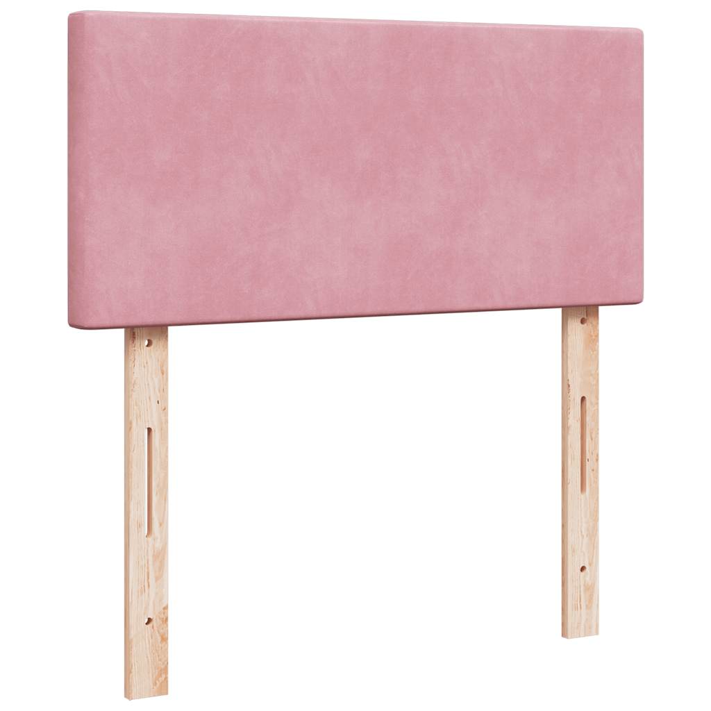 Struttura Letto Pouf con Materasso Rosa 90x200 cm in Velluto - homemem39