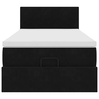 Struttura Letto Pouf con Materasso Nero 100x200 cm Velluto - homemem39