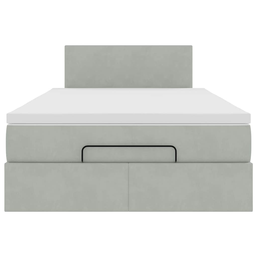 Pouf Letto con Materasso Grigio Chiaro 120x190 cm in Velluto