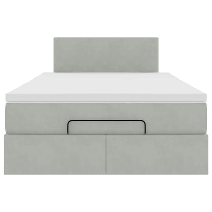 Pouf Letto con Materasso Grigio Chiaro 120x190 cm in Velluto