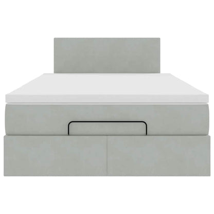Pouf Letto con Materasso Grigio Chiaro 120x190 cm in Velluto