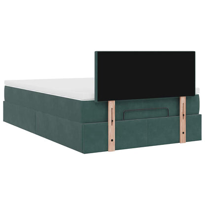 Pouf Letto con Materasso Verde Scuro 120x190 cm Velluto