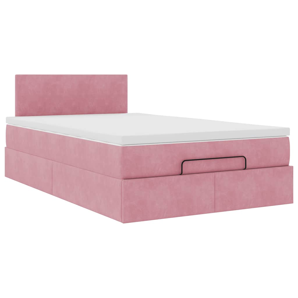 Pouf Letto con Materasso Rosa 120x190 cm Velluto