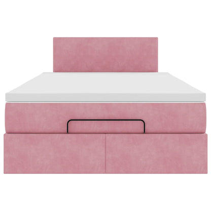 Pouf Letto con Materasso Rosa 120x190 cm Velluto