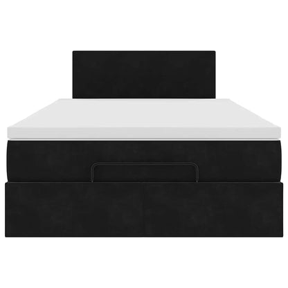 Struttura Letto Pouf con Materasso Nero 120x200 cm Velluto