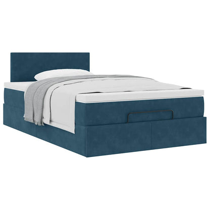 Struttura Letto Pouf con Materasso Blu Scuro 120x200 cm Velluto | homemem39