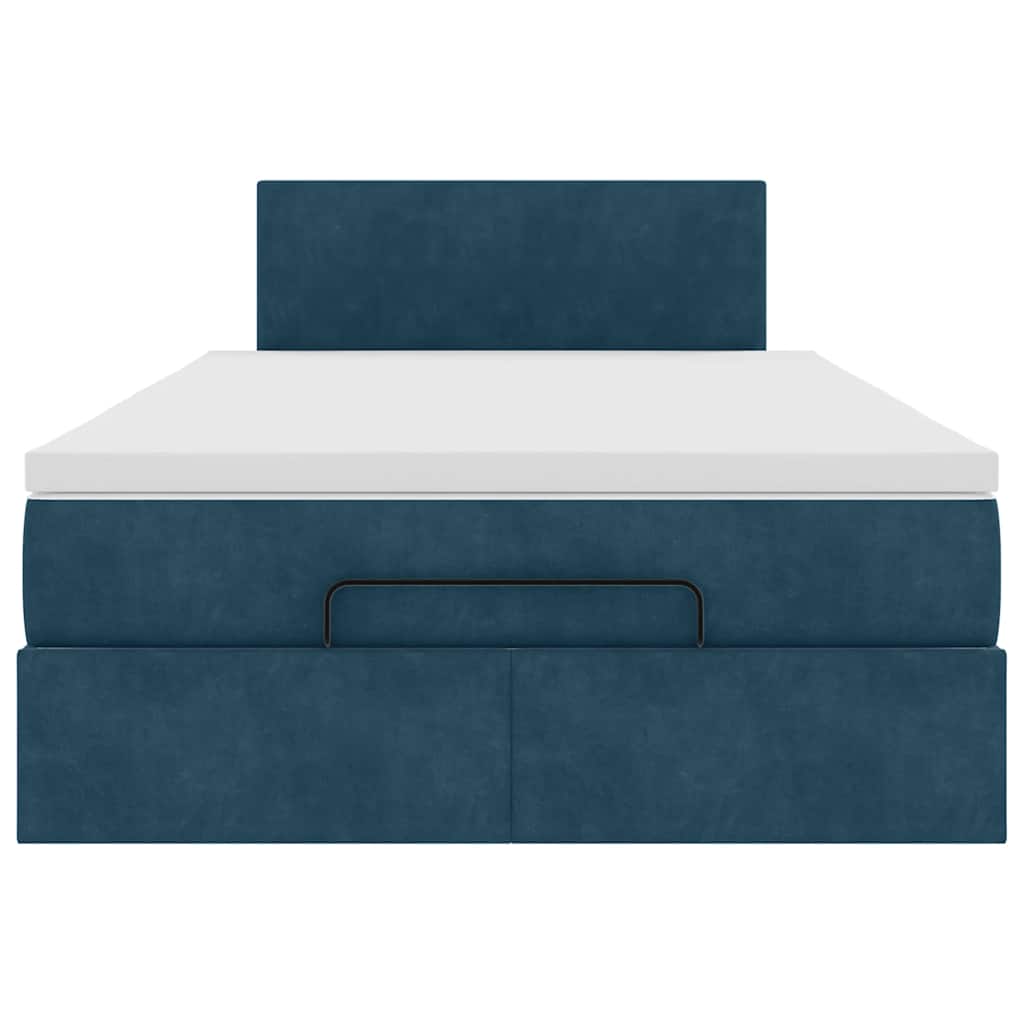 Struttura Letto Pouf con Materasso Blu Scuro 120x200 cm Velluto