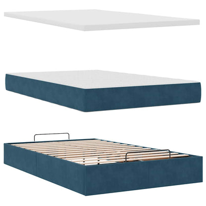 Struttura Letto Pouf con Materasso Blu Scuro 120x200 cm Velluto | homemem39