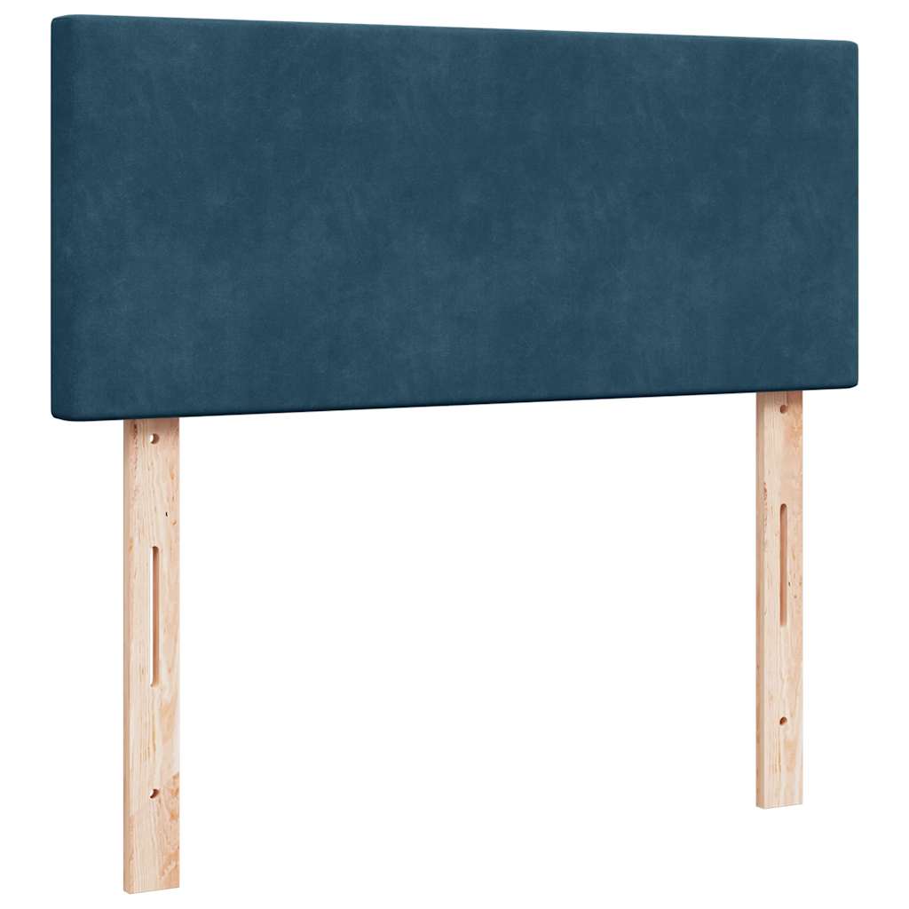 Struttura Letto Pouf con Materasso Blu Scuro 120x200 cm Velluto