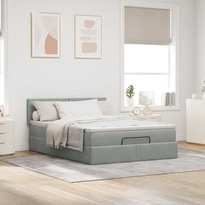 Struttura Letto Pouf con Materasso 140x190 cm Velluto | homemem39