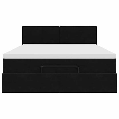 Struttura Letto Pouf con Materasso Nero 140x190 cm in Velluto | homemem39