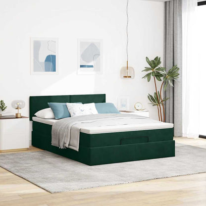 Struttura Letto Pouf con Materasso 140x190 cm in Velluto