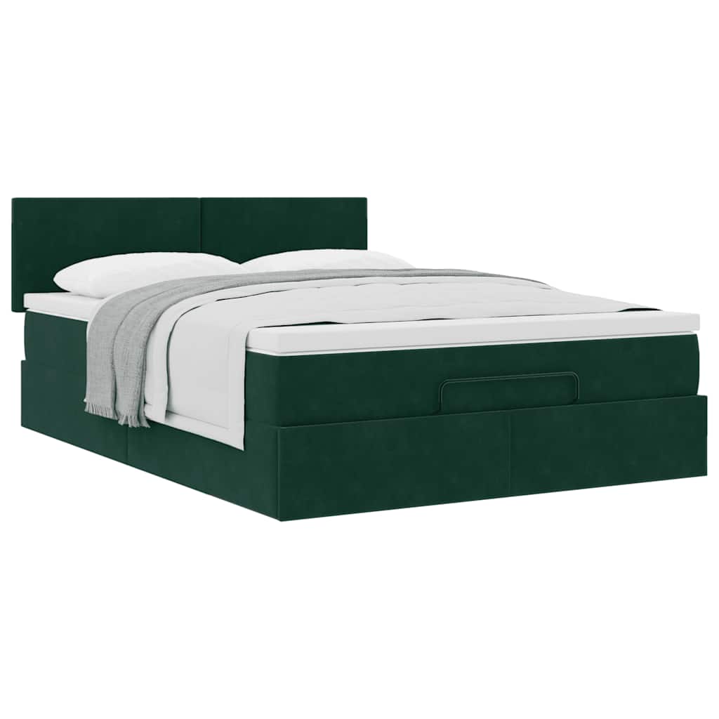 Struttura Letto Pouf con Materasso 140x190 cm in Velluto | homemem39