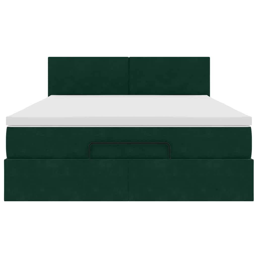 Struttura Letto Pouf con Materasso 140x190 cm in Velluto